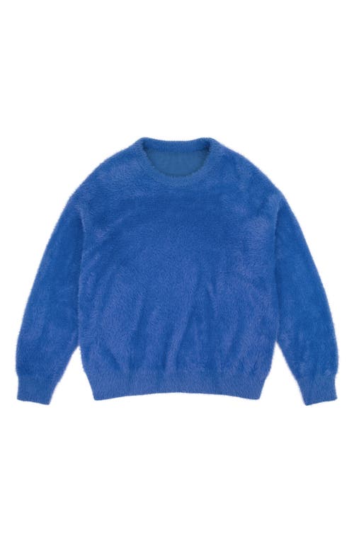 Shop Boiler Room Fuzzy Graphic Crewneck Sweater In Cobalt/blue