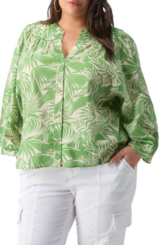 Sanctuary Flow With Me Leaf Print Top In Cool Palm