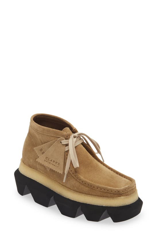 Clarks Hybrid Wallabee Suede Boots In Beige