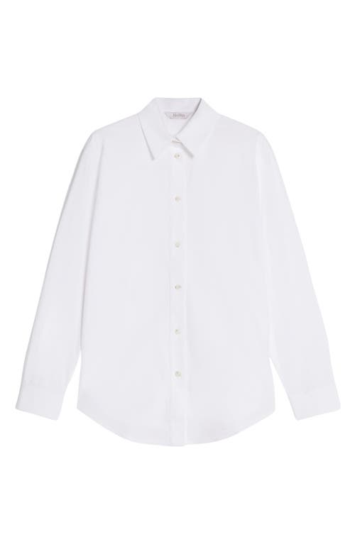 Shop Max Mara Leisure Antille Stretch Cotton Poplin Button-up Shirt In White