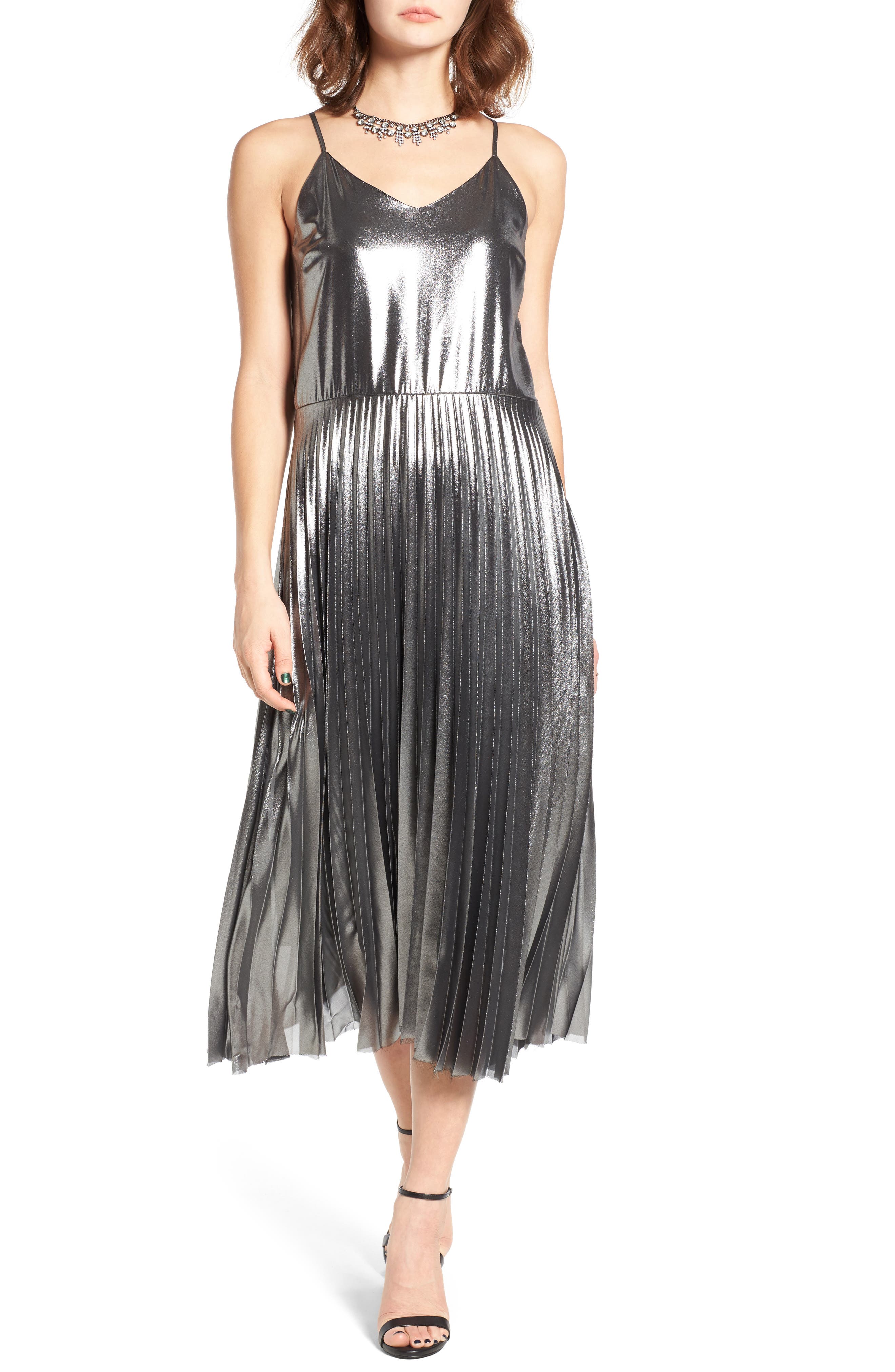 love fire pleated midi dress