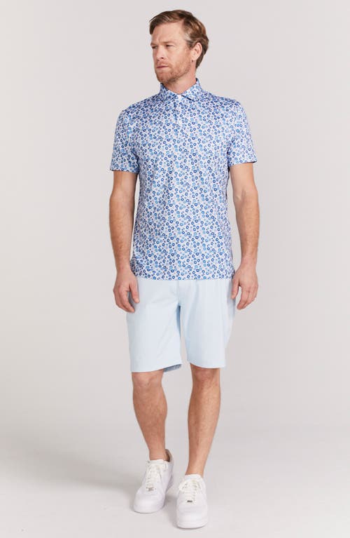 Shop Redvanly Beech Floral Performance Polo In Mazarine Blue