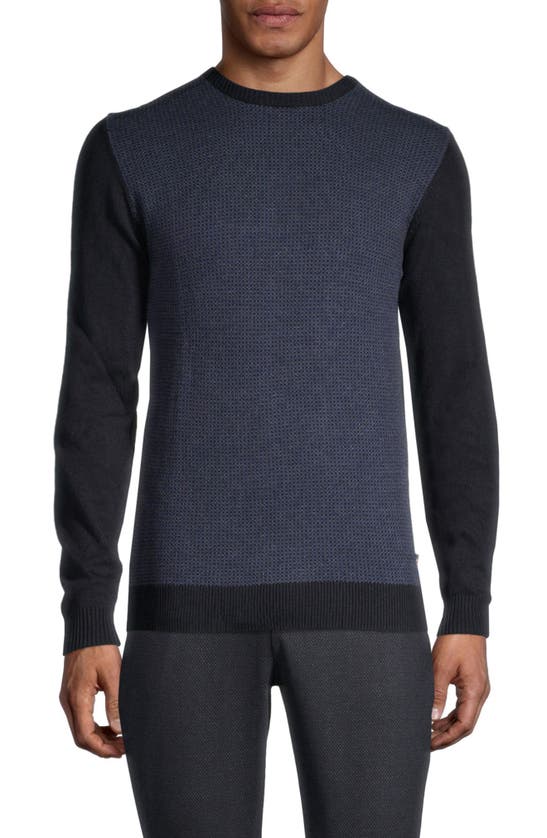 Soul Of London Crewneck Textured Sweater In Blue
