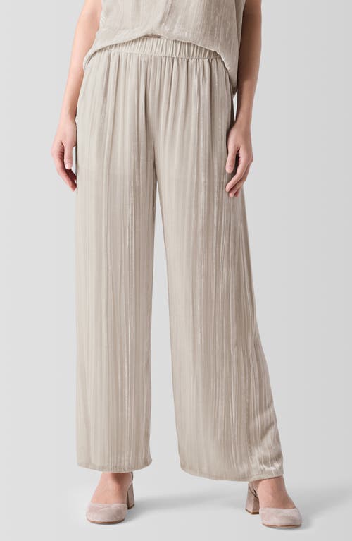 Shop Eileen Fisher Pleated Velvet Ankle Wide Leg Pants In Almond