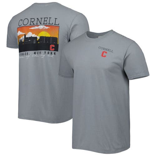 IMAGE ONE Men's Gray Cornell Big Red Campus Scenery Comfort Color T-Shirt