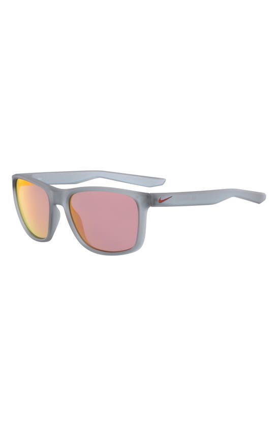 Shop Nike Essential Endeavor Wraparound Sunglasses In Matte Wolf Grey Red Mirror
