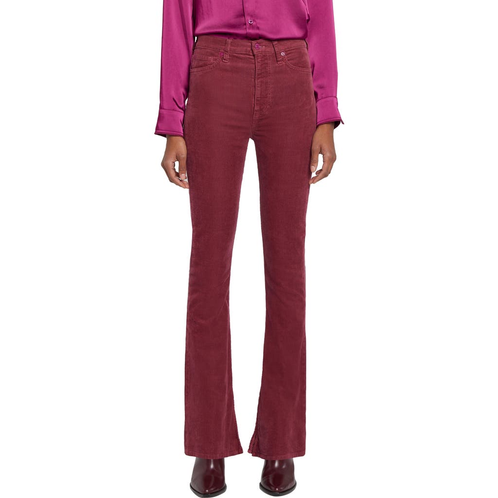 Shop 7 For All Mankind Tailorless Ultra High Waist Skinny Bootcut Corduroy Jeans In Burgundy