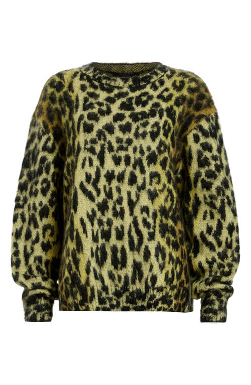 Shop Allsaints Lex Leopard Print Sweater In Electric Yellow