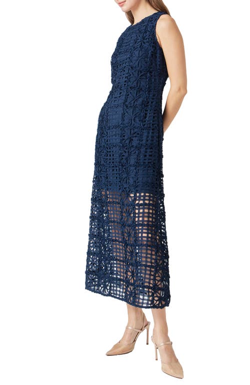 Shop Endless Rose Textured Sleeveless Maxi Dress In Navy