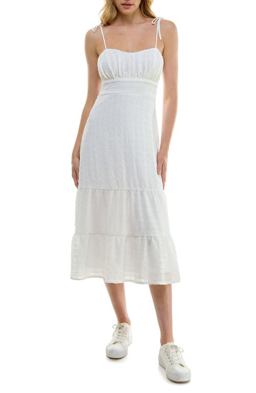 Textured Tiered Sundress in Off White Jm