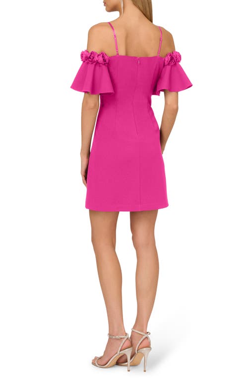 Shop Adrianna Papell Crepe Cold Shoulder Minidress In Electric Passion