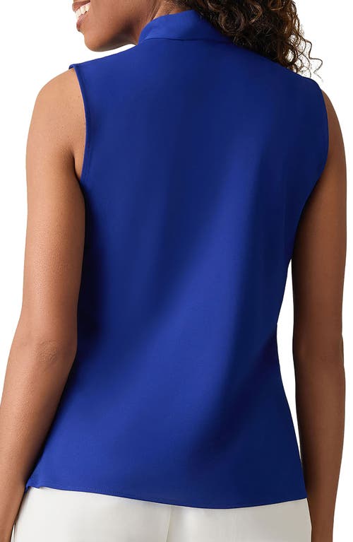 Kasper Petites Womens Solid Polyester Blouse In Royal