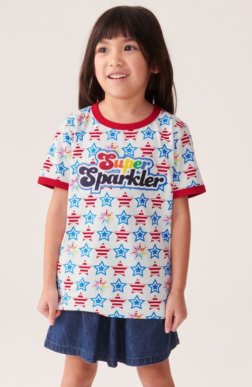 Little Bird Kids' Super Sparkler Appliqué Cotton Graphic T-Shirt White at Nordstrom,