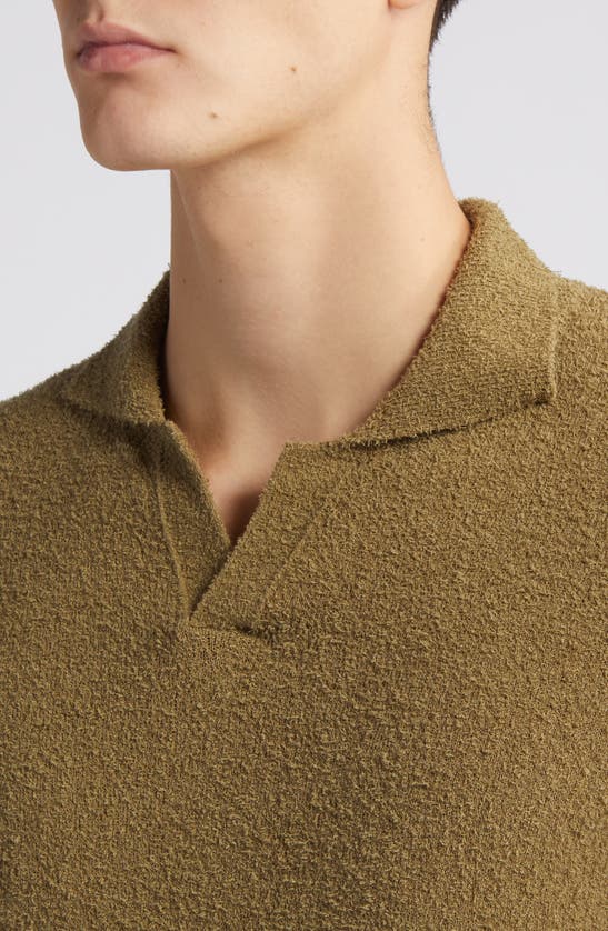 Shop Closed Textured Johnny Collar Shirt In Sage Tea