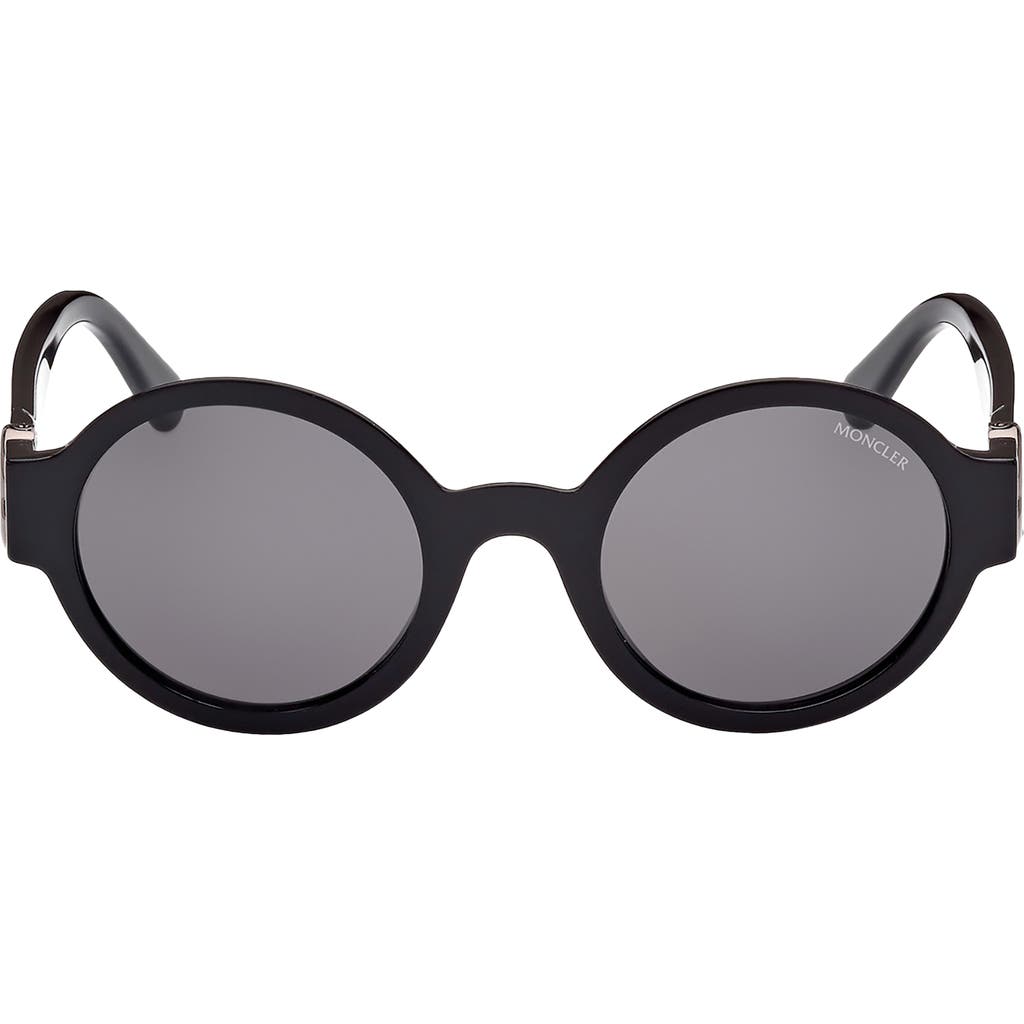 Moncler Orbit Acetate Round Sunglasses In Black/gunmetal/smoke