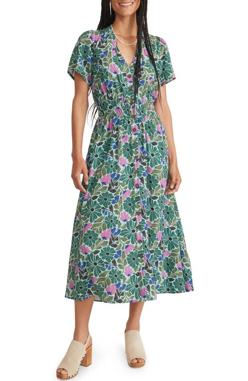 Shop Marine Layer Annika Floral Midi Dress In Cool Mexican Floral