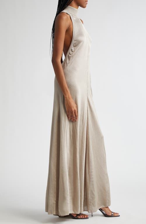 Tom Ford Taupe Halterneck Knit Evening Maxi Dress In Ig021 Grey Snow