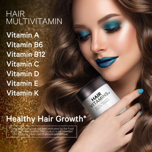 Codeage Hair Vitamins, Biotin 10mg, Keratin, Collagen Capsules, Zinc, Probiotics, Omega-3, Enzymes, 120 ct in White at Nordstrom