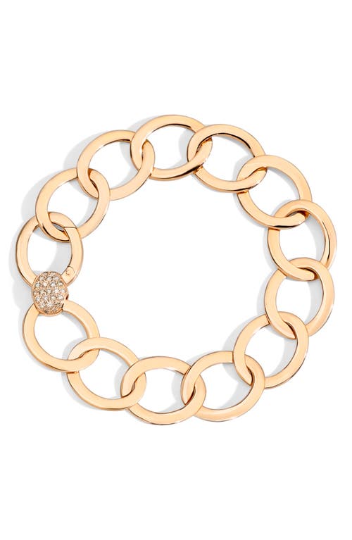Pomellato Brera Medium Link Bracelet In Rose Gold/brown Diamond