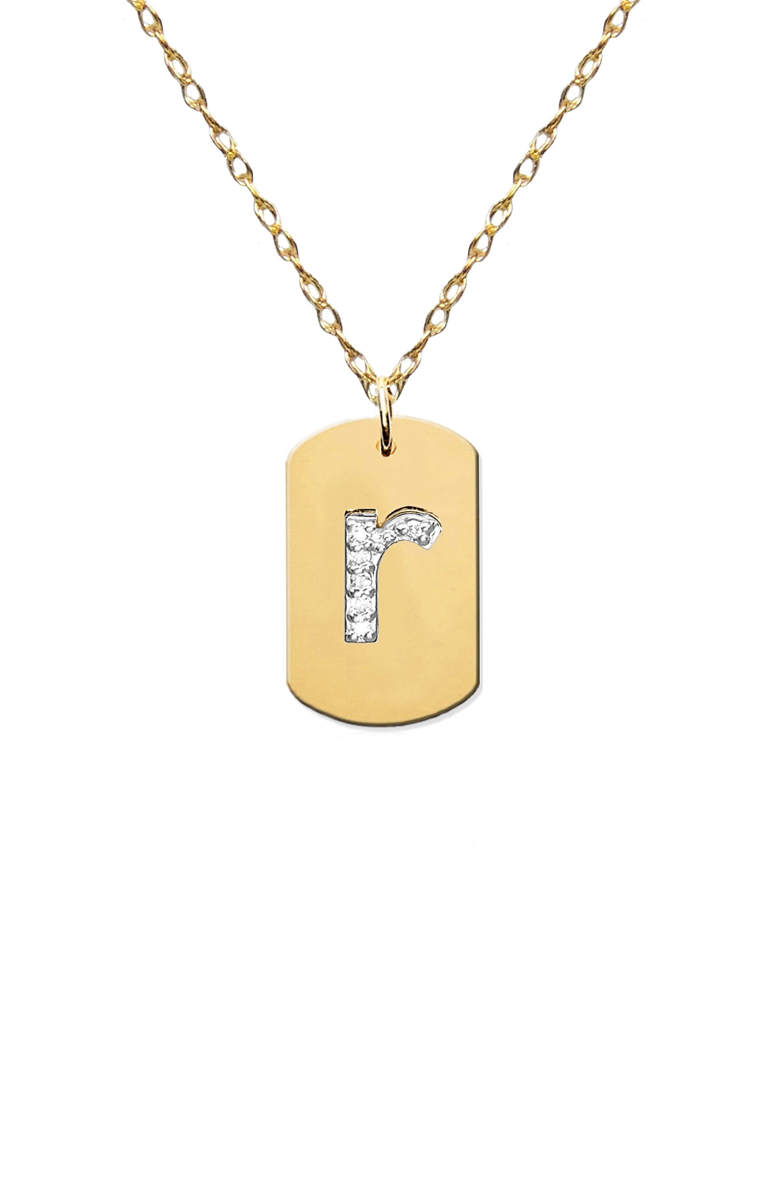Jane Basch Designs Diamond Initial Dog Tag Necklace (Nordstrom Exclusive)