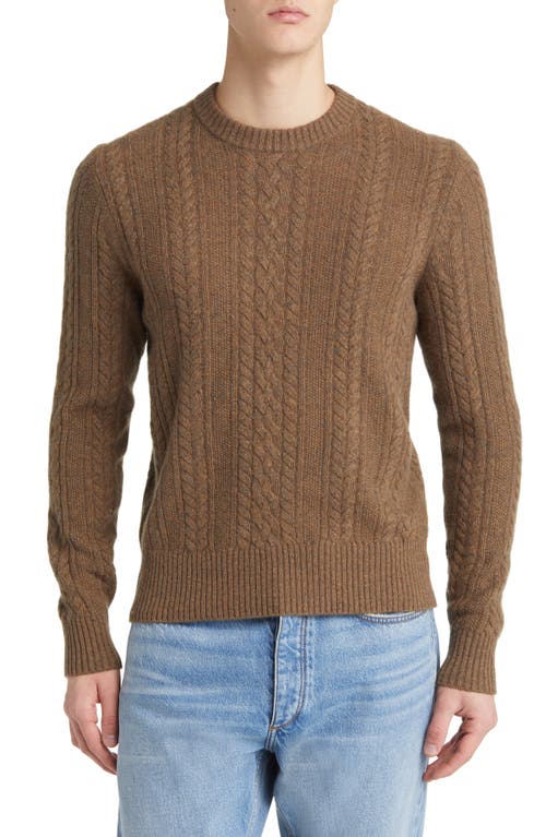 BUCK MASON Donegal Merino Wool Blend Cable Sweater Teak at Nordstrom,