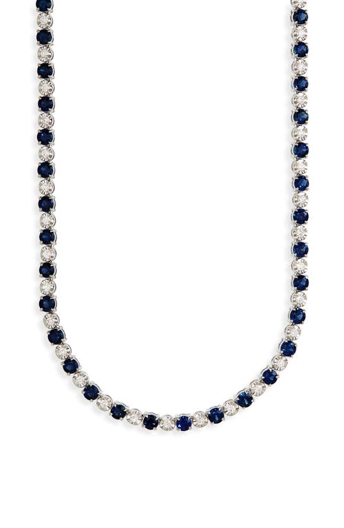 Sapphire & Diamond Eternity Necklace in White Gold/Sapphire/Diamond