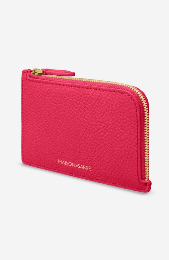 Shop Maison De Sabre Maison De Sabré Leather Zip Card Holder In Shibuya Fuchsia