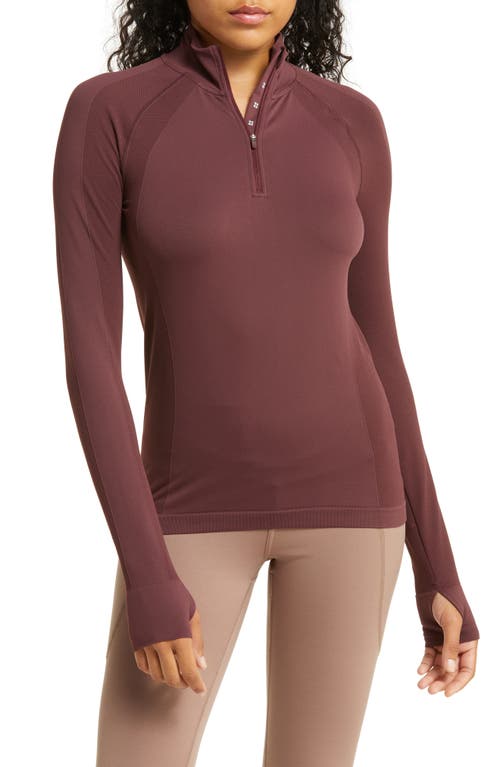 Sweaty Betty Athlete Seamless Half-Zip Workout Top in Umbra Red