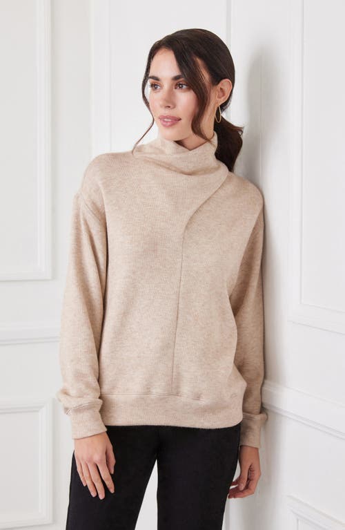 Shop Karen Kane Faux Wrap Mock Neck Sweater In Oatmeal