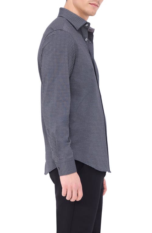 Shop Bugatchi Jimmy Ooohcotton® Geo Print Button-up Shirt In Black/grey