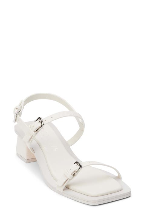 White Block-Heel Sandals for Women