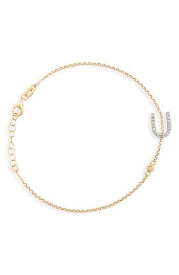 Meshmerise Diamond Initial Bezel Bracelet In Yellow-u