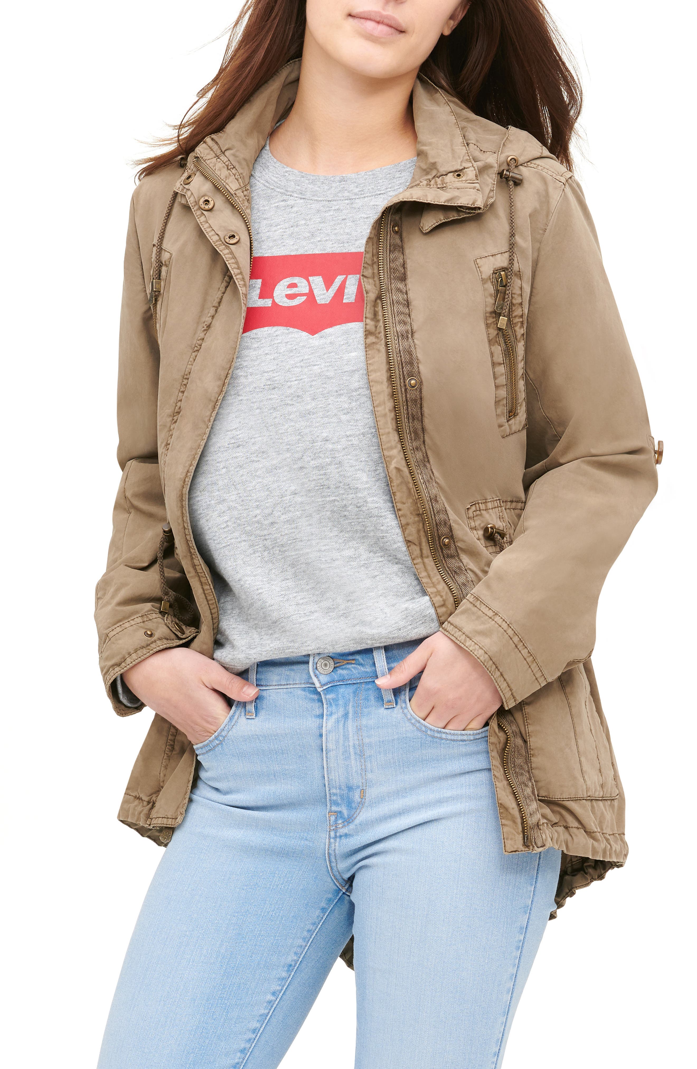 levi's parachute hooded cotton utility jacket