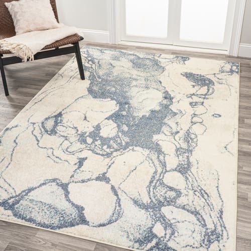 Jonathan Y Marmo Abstract Marbled Modern Area Rug In Blue/cream