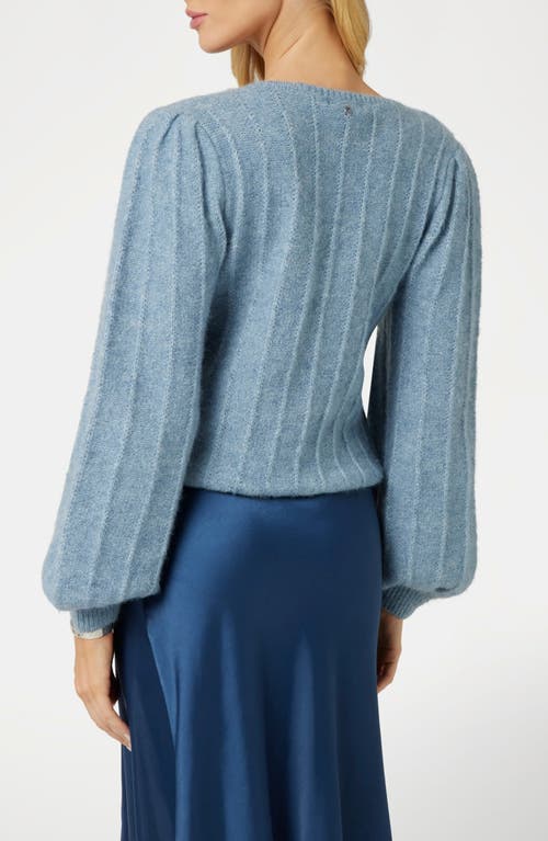Guess Madeline Pointelle Detail Sweater In Blue Ribbon