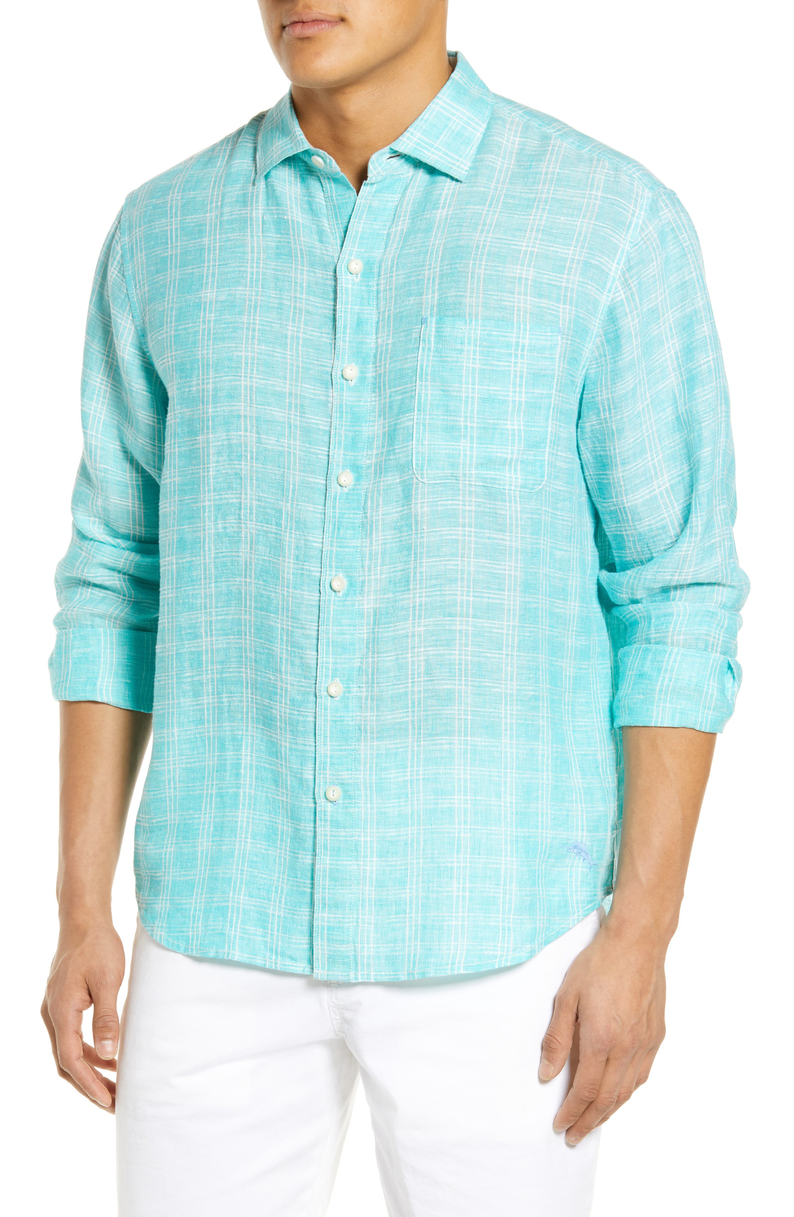 Men's Blue/Green Button Up Shirts 