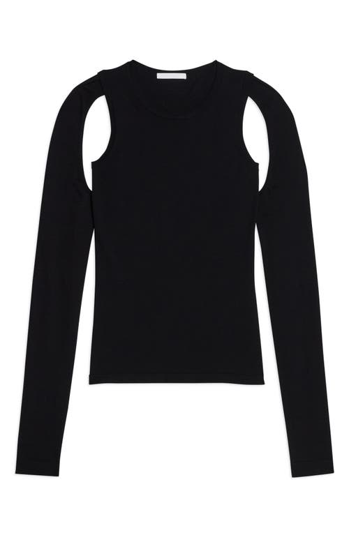 Helmut Lang Cotton Cut Out Underarm Crewneck Top In Black