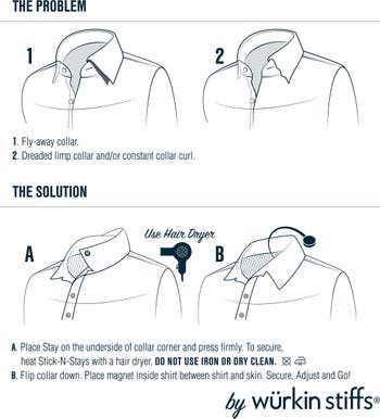 Würkin Stiffs Stick-N-Stays Polo Shirt Magnetic Collar Stays