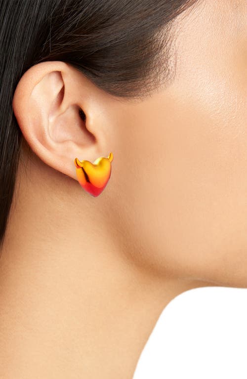 Shop Justine Clenquet Devil Stud Earrings In Gradient Orange/red