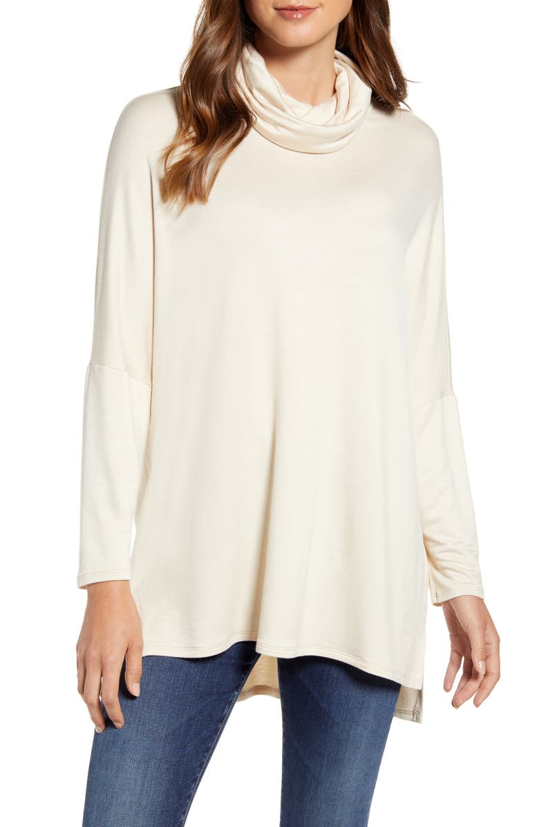  High/Low Tunic, Main, color, BEIGE OATMEAL LIGHT HEATHER