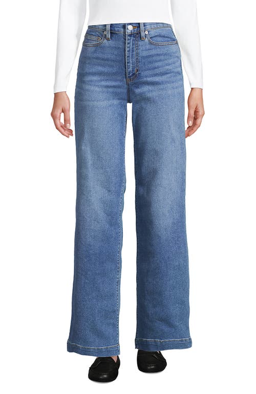 Lands' End Recover High Rise Wide Leg Blue Jeans In Beau Blue