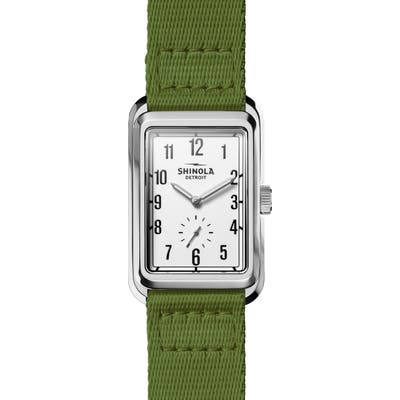 Shinola Omaha Rectangular Braided Nylon Strap Watch, 2m X 37Mm
