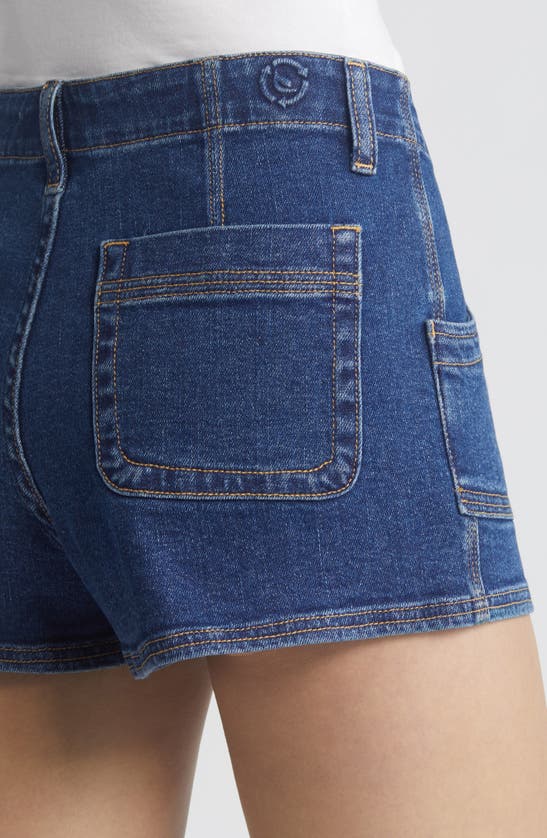 Shop Ptcl Mid Rise Denim Shorts In Med Wash