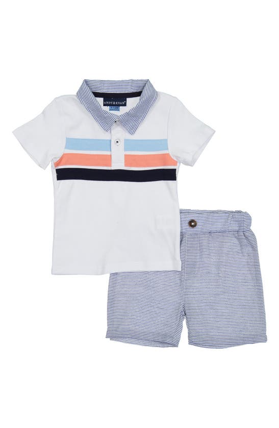 Andy & Evan Babies' Piqué Polo & Shorts Set In White