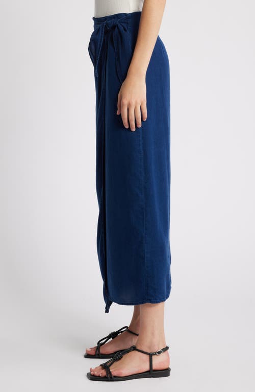 Shop Mango Milos Denim Sarong Skirt In Open Blue