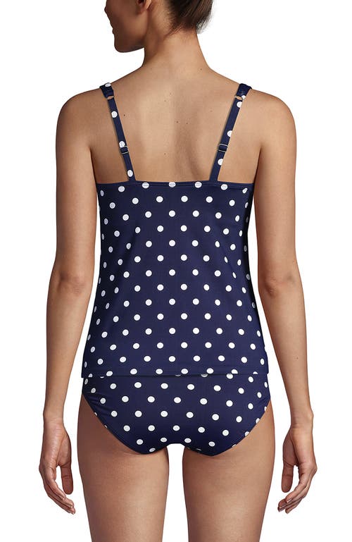 Shop Lands' End Square Neck Underwire Tankini Top Swimsuit Adjustable Straps In Deep Sea Polka Dot