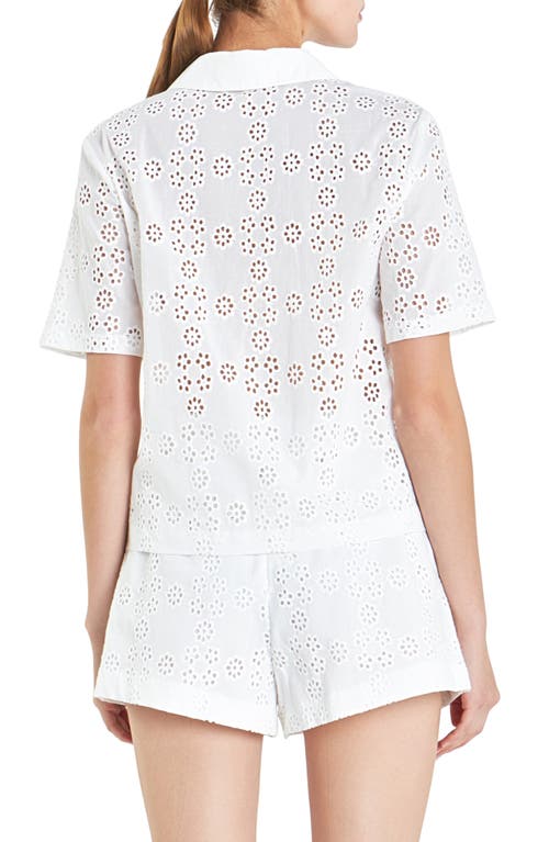 Shop English Factory Floral Eyelet Cotton Camp Shirt In White