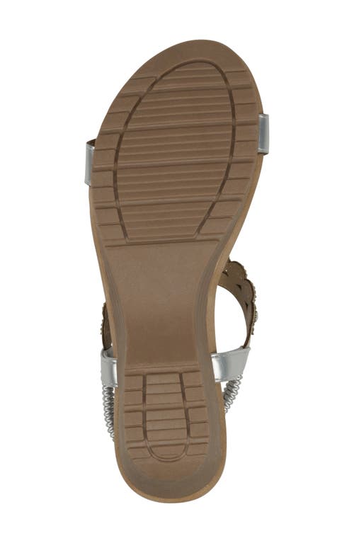 Good Choice New York Fiah Embellished Ankle Strap Wedge Sandal In Silver