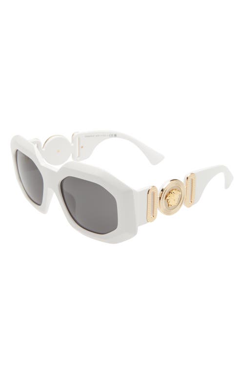 Shop Versace 56mm Square Sunglasses In White/dark Grey