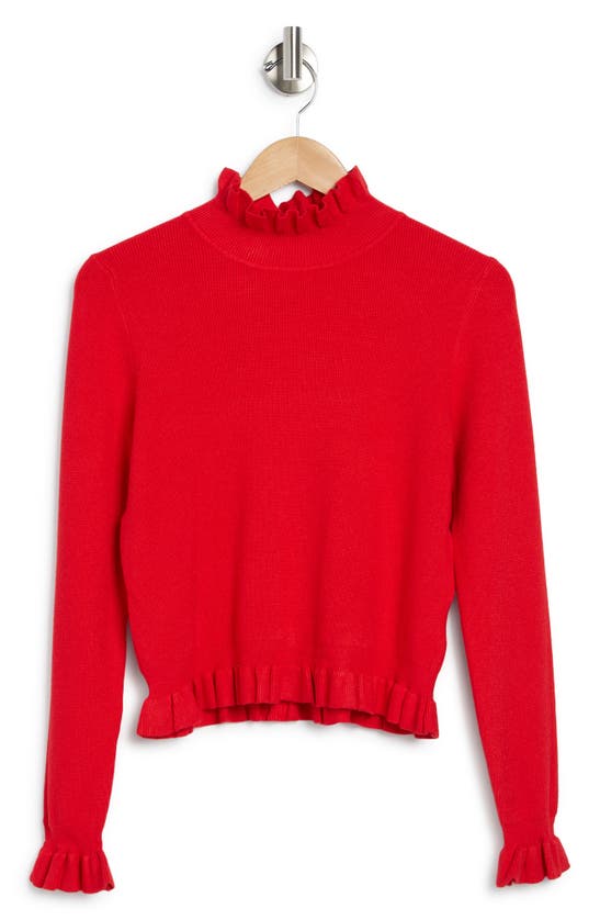 Patrizia Luca Ruffle Cropped Sweater In Red